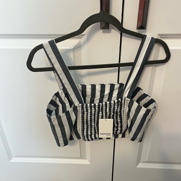 Kensie Navy Stripe Crop Tank NWT Sz S - Picture 7 of 7